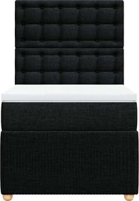 vidaXL Κρεβάτι Boxspring με Στρώμα Μαύρο 90x200 εκ. Υφασμάτινο