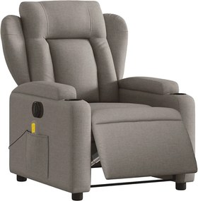 vidaXL Πολυθρόνα Μασάζ Ηλεκτρική Ανακλινόμενη Taupe Υφασμάτινη