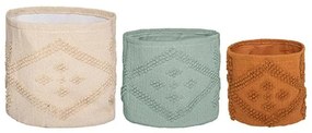Καλάθι Σετ 3Τμχ Safari 07.173512 (28Χ24+33Χ29+38Χ34)cm Beige-Mint-Cinnamon Fabric