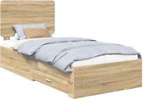 vidaXL Σκελετός Κρεβατιού Δρύς Sonoma 75 x 190 cm Επεξεργασμένο ξύλο