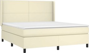 vidaXL Κρεβάτι Boxspring με Στρώμα Κρεμ 180x200 εκ. Συνθετικό Δέρμα