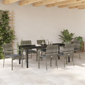 vidaXL Σετ Εξωτερικών Καθισμάτων  7 Τεμαχίων με Μαξιλάρια Γκρι Πολυ Ράτταν