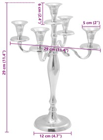 vidaXL Κηροπήγιο Ασήμι 29x29x40 εκ Αλουμίνιο