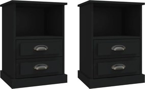 vidaXL Κομοδίνα 2 τεμ. Μαύρα 43 x 36 x 60 εκ.