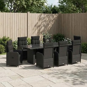 vidaXL Σετ Εξωτερικής Τραπέζης 9 τμχ. Μαύρο 240 x 90 x 75 cm