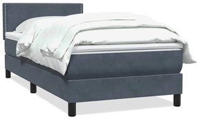 vidaXL Κρεβάτι Boxspring με Στρώμα Σκούρο Γκρι 80x220 εκ. Βελούδινο