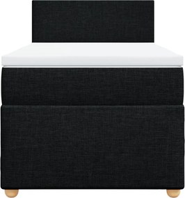 vidaXL Κρεβάτι Boxspring με Στρώμα Μαύρο 100 x 200 εκ. Υφασμάτινο