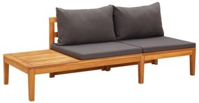 vidaXL Παγκάκια Κήπου 2 τεμ. από Ξύλο Ακακίας με Σκούρα Γκρι Μαξιλάρια