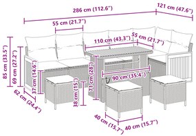 vidaXL Σετ καναπέ 10 κομματιών με μπεζ μαξιλάρια από συνθετικό ρατάν