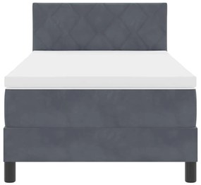vidaXL Κρεβάτι με ελατήρια με στρώμα Σκούρο γκρι 90 x 200 cm Βελούδο