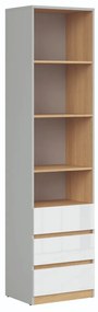 Βιβλιοθήκη Boston BM108, Με συρτάρια, Ανοιχτό, Πλαστικοποιημένη μοριοσανίδα, Αριθμός συρταριών: 3, 201x50x39cm, 37 kg | Epipla1.gr