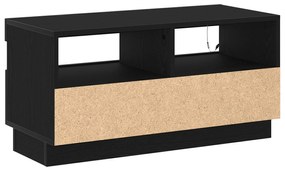 vidaXL Κονσόλα Τηλεόρασης με LED Φώτα Μαύρο Δρυς 80x35x40 εκ. Ένα επεξεργασμένο ξύλο