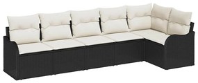 vidaXL Σετ Καναπέ Κήπου με μαξιλάρι 6 pcs Μαύρο Πολυ ράταν