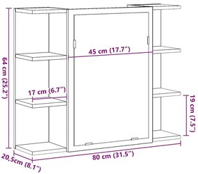 Ντουλάπι Μπάνιου Τεχνίτης Δρυς 80x20,5x64 εκ Επεξεργασμένο Ξύλο - Καφέ