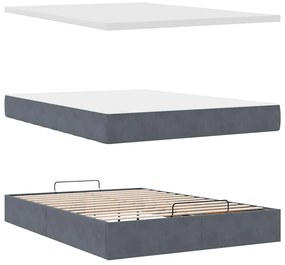 vidaXL Οθωμανικό κρεβάτι με στρώμα σκούρο γκρι 140x190cm Βελούδο
