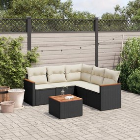 vidaXL Patio Sofa Set 6-θέσια Black and Cream