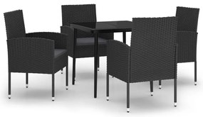 vidaXL Σετ Τραπεζαρίας Κήπου 5 Τεμαχίων Μαύρο