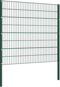 vidaXL Πάνελ Περίφραξης με Στύλους Σιδερένιο Πράσινο 176,5 x 160 εκ.