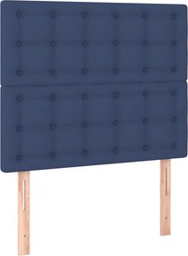 vidaXL Κρεβάτι Boxspring με Στρώμα Μπλε 90x190 εκ.Υφασμάτινο