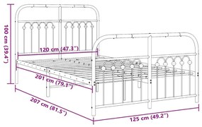 Πλαίσιο Κρεβατιού με Κεφαλάρι&amp;Ποδαρικό Μαύρο 120x200εκ. Μέταλλο - Μαύρο