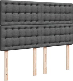 vidaXL Κρεβάτι Boxspring με Στρώμα Σκούρο Γκρι 140x200 εκ Υφασμάτινο