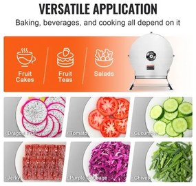 VEVOR Electric Vegetable Slicer, 0-0.5&quot;/0-12mm Thickness Adjustable Commercial Slicer Machine, Convertible to Manual, Stainless Steel Food Cutter Slicing Machine, Large Feed Port for Potato, Tomato