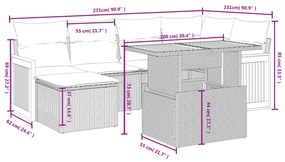 vidaXL Σετ Καναπέ Κήπου 6 τεμ. Μπεζ Συνθετικό Ρατάν με Μαξιλάρια