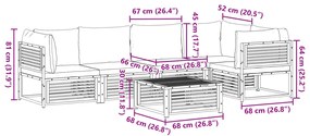 Σαλόνι Κήπου Σετ 6 Τεμαχίων από Μασίφ Ξύλο Ακακίας με Μαξιλάρια - Καφέ
