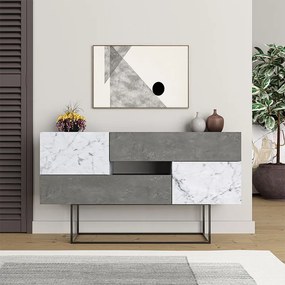 Μπουφές Eros Megapap γκρι ρετρό - λευκό εφέ μαρμάρου 145x40x82εκ.