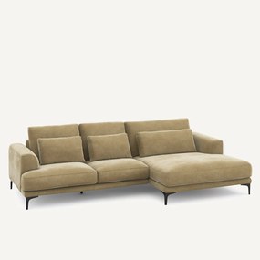 Γωνιακός καναπές XL δεξιός από βελούδο stonewashed, MARSILE