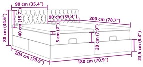 Οθωμανικό κρεβάτι με στρώματα Κρέμα 180x200cm ύφασμα - Κρεμ