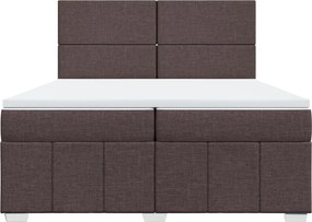 vidaXL Κρεβάτι Boxspring με Στρώμα Σκούρο Καφέ 200x200 εκ. Υφασμάτινο