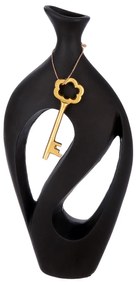 Βάζο -Schlussel- Μοτίβο Κλειδί Αλουμίνιο Μαύρο 8.5x19x38cm