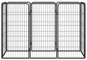 vidaXL Κλουβί Σκύλου 8 Πάνελ Μαύρο 50x100 εκ. Ατσάλι με Βαφή Πούδρας