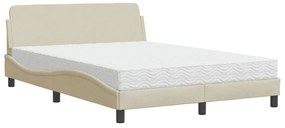 vidaXL Κρεβάτι με Στρώμα Dover Κρεμ 140x200 εκ. Υφασμάτινο