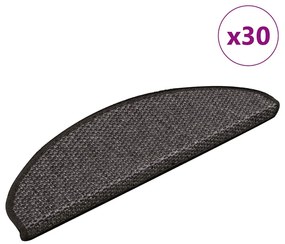 vidaXL Πατάκια Σκάλας Αυτοκόλ. 30 τεμ. Όψη Σιζάλ Ανθρακί 65x21x4 εκ.