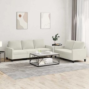 vidaXL Πολυθρόνες Σετ 2 Τεμαχίων Κρεμ από Βελούδο με Μαξιλάρια