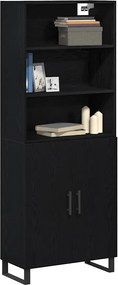 vidaXL Highboard 2 pcs Μαύρη Οξυά Επεξεργασμένο ξύλο