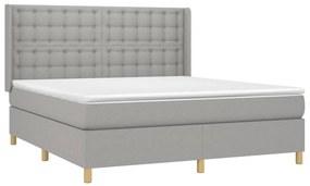 vidaXL Κρεβάτι Boxspring με Στρώμα &amp; LED Αν.Γκρι 160x200εκ. Υφασμάτινο
