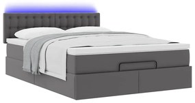 Οθωμανικό κρεβάτι με στρώματα &amp; LEDs Γκρι Faux Leather 3312155