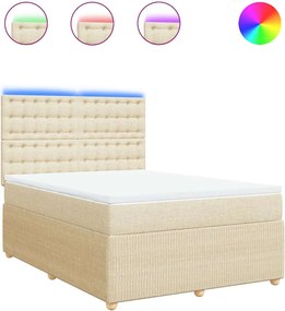 vidaXL Κρεβάτι Boxspring με Στρώμα Κρεμ 140x200 εκ. Υφασμάτινο
