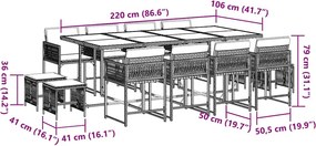 vidaXL Σετ Τραπεζαρίας Κήπου 13τεμ. Μαύρο από Συνθ. Ρατάν με Μαξιλάρια