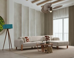 Corner Sofa-Bed Lyke Right - Cream Cream