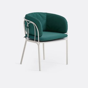 Πολυθρόνα τραπεζαρίας κήπου, από ατσάλι, με μαξιλάρια, LACOMO