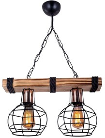 Φωτιστικό Οροφής - Ράγα Marit  0207351 40x15x65cm 2xE27 60W Walnut-Black Megapap Metal,Wood