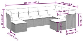 vidaXL Σαλόνι Κήπου Σετ 9 τεμ. Καφέ από Συνθ. Ρατάν με Μαξιλάρια