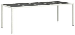 vidaXL Τραπέζι Κήπου Λευκό 250x100x75 εκ. Συνθετ. Ρατάν/Ψημένο Γυαλί