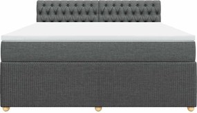 vidaXL Κρεβάτι Boxspring με Στρώμα Σκούρο Γκρι 180x200 εκ Υφασμάτιν