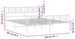 ΠΛΑΙΣΙΟ ΚΡΕΒΑΤΙΟΥ ΜΕ ΚΕΦΑΛΑΡΙ&amp;ΠΟΔΑΡΙΚΟ ΛΕΥΚΟ 193X203ΕΚ. ΜΕΤΑΛΛΟ 372252