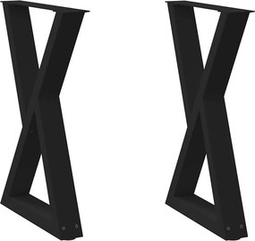 vidaXL Πόδια Τραπεζαρίας 2 τεμ. Μαύρο 60x(72-73,3) εκ. Ατσάλι
